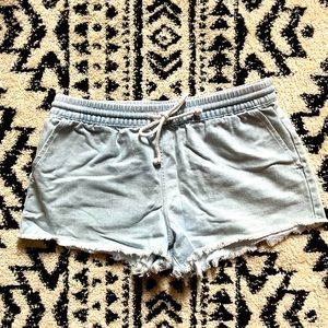 Aerie Denim Pull On Drawstring Short Light Wash Size Medium